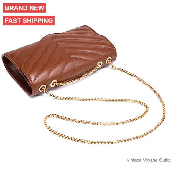 Quilted Crossbody Evening Bag with Adjustable Chain Strap Clutch Purse